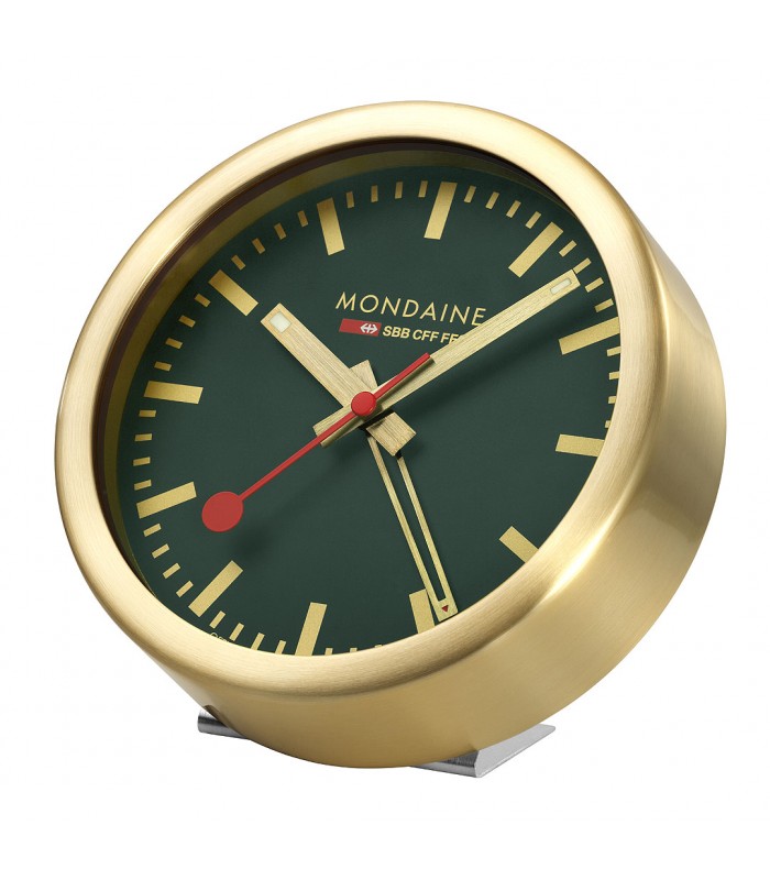 Mondaine Desk Clock Verde Oro - Orologio da tavolo con sveglia