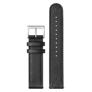 Cinturino Mondaine Stop2Go originale 20 mm nero in ecopelle con impunture e fibbia satinata