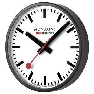 Mondaine Orologio Parete Nero Quadrante Bianco 25cm
