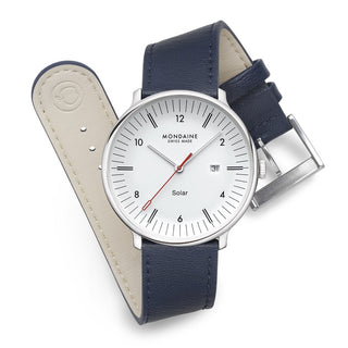 Mondaine Doppio Solar Cinturino Blu 41mm