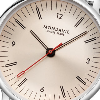 Quadrante Rose Gold effetto moiré Mondaine Doppio 33 mm