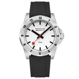 Orologio Mondaine Numeri Bianco con movimento al quarzo e cinturino in silicone, swiss made